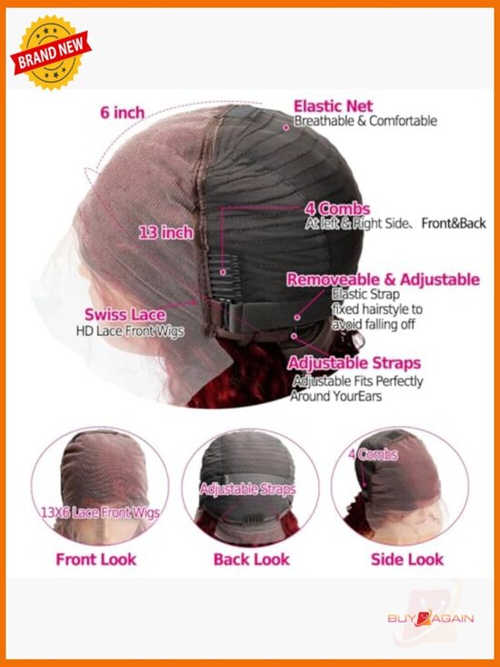 Deep Wave Lace Front Wig 180 Density 13x6 Pre-Plucked Tangle Free Human Hair Wig main image 6